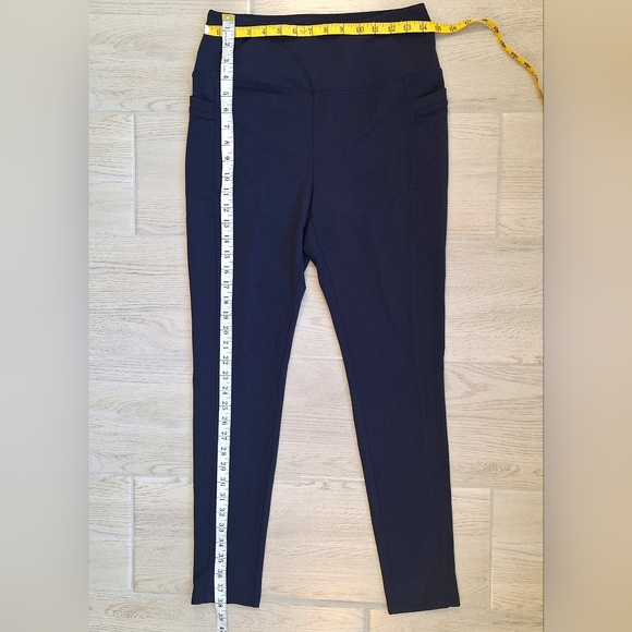 Talbots Tech Stretch Slash Pocket Navy Blue High Waist Leggings - Size Medium - Picture 14 of 16